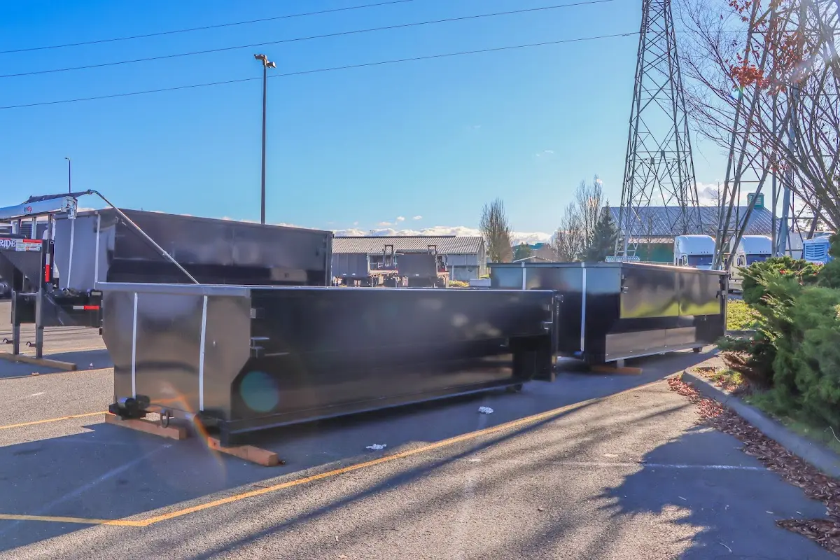 Roll-off dumpster ready for waste disposal at job site for Roll Off Dumpster Rental in Rutherford